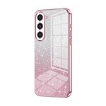 Custodia per telefono elettrolitico con polvere glitter sfumata per Samsung Galaxy S23+ 5G (rosa)