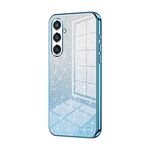 Per Samsung Galaxy S23 FE 5G Custodia per telefono elettrolitico con polvere glitter sfumata (blu)