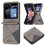 Custodia in pelle per Samsung Galaxy Z Flip5 Rhombus Texture (grigio)