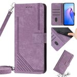 Per OPPO Reno7 5G Global / Find X5 Lite Skin Feel Custodia in pelle con motivo a strisce con cordino (viola)