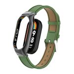 Custodia in metallo integrata per Xiaomi Mi Band 8 + cinturino in pelle cucita in microfibra (verde)