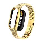 Per custodia in metallo integrata Xiaomi Mi Band 8 + cinturino per orologio a tre sfere (oro)