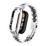 Per custodia in metallo integrata Xiaomi Mi Band 8 + cinturino a tre sfere (argento + nero)