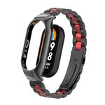 Per custodia in metallo integrata Xiaomi Mi Band 8 + cinturino a tre sfere (nero + rosso)