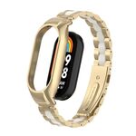 Per custodia in metallo integrata Xiaomi Mi Band 8 + cinturino per orologio a tre sfere (champagne + bianco)