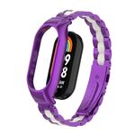 Per custodia in metallo integrata Xiaomi Mi Band 8 + cinturino a tre sfere (viola + bianco)