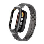 Per custodia in metallo integrata Xiaomi Mi Band 8 + cinturino per orologio a tre sfere (nero elegante)