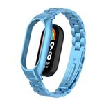 Per custodia in metallo integrata Xiaomi Mi Band 8 + cinturino per orologio a tre sfere (blu cielo)