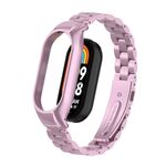 Per custodia in metallo integrata Xiaomi Mi Band 8 + cinturino per orologio a tre sfere (rosa rosa)