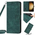 Samsung Galaxy S10+ Custodia in pelle con motivo a strisce Skin Feel con cordino (verde)