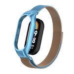 Custodia in metallo integrata per Xiaomi Mi Band 8 + cinturino magnetico milanese (oro blu)