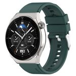 Per Huawei Watch GT2 42mm / Watch 2 20mm Cinturino in silicone con testa sporgente Fibbia argento (verde scuro)