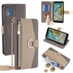 Custodia per telefono in pelle con trama crossbody Litchi per Nokia C02 TA-1522 (grigio)