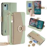 Custodia per telefono in pelle con trama crossbody Litchi per Nokia C12 (verde)