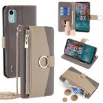 Custodia per telefono in pelle con trama crossbody Litchi per Nokia C12 (grigio)