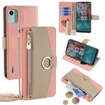 Custodia per telefono in pelle con trama crossbody Litchi per Nokia C12 (rosa)