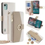 Custodia per telefono in pelle con trama crossbody Litchi per Nokia C12 (bianca)