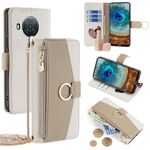 Custodia per telefono in pelle con trama crossbody Litchi per Nokia X10 / X20 (bianca)