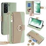 Custodia per telefono in pelle con trama crossbody Litchi per Samsung Galaxy S22+ 5G (verde)