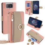 Custodia per telefono in pelle con trama crossbody Litchi per Asus Zenfone 8 Flip ZS672KS (rosa)