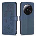 Custodia per telefono in pelle goffrata a quattro foglie Xiaomi 13 Ultra (blu)