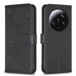 Per la custodia del telefono in pelle goffrata a quattro foglie Xiaomi 13 Ultra (nera)