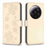 Per la custodia per telefono in pelle goffrata a quattro foglie Xiaomi 13 Ultra (oro)