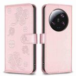 Custodia per telefono in pelle goffrata a quattro foglie Xiaomi 13 Ultra (rosa)