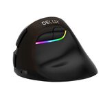 DELUX M618 Mini 2.4G Wireless 2400 DPI Mouse verticale ergonomico ricaricabile tramite USB (nero)