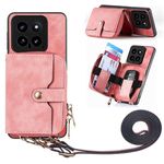 Per Xiaomi 14 Custodia per telefono a portafoglio con cerniera multifunzione a tracolla (rosa)