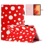 Custodia smart tablet in pelle con motivo a pois per Samsung Galaxy Tab A7 10.4 2020 T500 (rosso bianco)