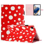 Custodia smart tablet in pelle con motivo a pois per Samsung Galaxy Tab A8 10.5 2021 X200 (rosso bianco)