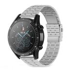 Cinturino per orologio universale in acciaio inossidabile a cinque sfere con fibbia a doppia pressione da 22 mm (argento)