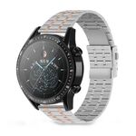 Cinturino per orologio universale in acciaio inossidabile a cinque sfere con fibbia a doppia pressione da 22 mm (argento oro rosa)