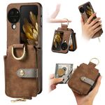 Per OPPO Find N3 Custodia per telefono a portafoglio multi-card con anello retro skin-feel (marrone)