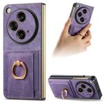 Per OPPO Find N3 Custodia per telefono a portafoglio multi-card con anello retro skin-feel (viola)