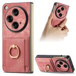 Per OPPO Find N3 Custodia per telefono a portafoglio multi-card con anello retro skin-feel (rosa)