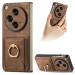 Per OPPO Find N3 Custodia per telefono a portafoglio multi-card con anello retro skin-feel (marrone)