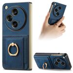 Per OPPO Find N3 Custodia per telefono a portafoglio multi-card con anello retro skin-feel (blu)