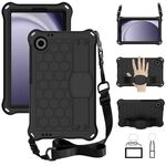 Per Samsung Galaxy Tab A9 8.7 X110/X115 Custodia per tablet PC ibrida EVA a nido d'ape con cinturino (nero + nero)
