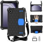 Per Samsung Galaxy Tab A9 8.7 X110/X115 Custodia per tablet PC ibrida EVA a nido d'ape con cinturino (nero + blu)