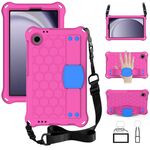 Per Samsung Galaxy Tab A9 8.7 X110/X115 Custodia per tablet PC ibrida EVA a nido d'ape con cinturino (rosa rossa + blu)