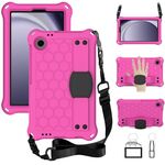 Per Samsung Galaxy Tab A9 8.7 X110/X115 Custodia per tablet PC ibrida EVA a nido d'ape con cinturino (rosa rosso + nero)