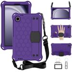 Per Samsung Galaxy Tab A9 8.7 X110/X115 Custodia per tablet PC ibrida EVA a nido d'ape con cinturino (viola + nero)