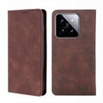 Custodia per telefono in pelle magnetica Skin Feel per Xiaomi 14 (marrone scuro)