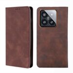 Custodia per telefono in pelle magnetica Skin Feel per Xiaomi 14 Pro (marrone scuro)