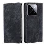 Per Xiaomi 14 Custodia per telefono in pelle magnetica con spazzola antifurto RFID (nera)