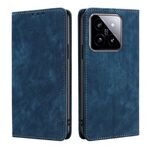 Per Xiaomi 14 Custodia per telefono in pelle magnetica con spazzola antifurto RFID (blu)