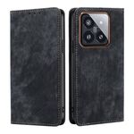 Custodia per telefono in pelle magnetica con spazzola antifurto RFID Xiaomi 14 Pro (nera)