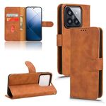 Custodia per telefono in pelle con vibrazione magnetica Skin Feel per Xiaomi 14 (marrone)